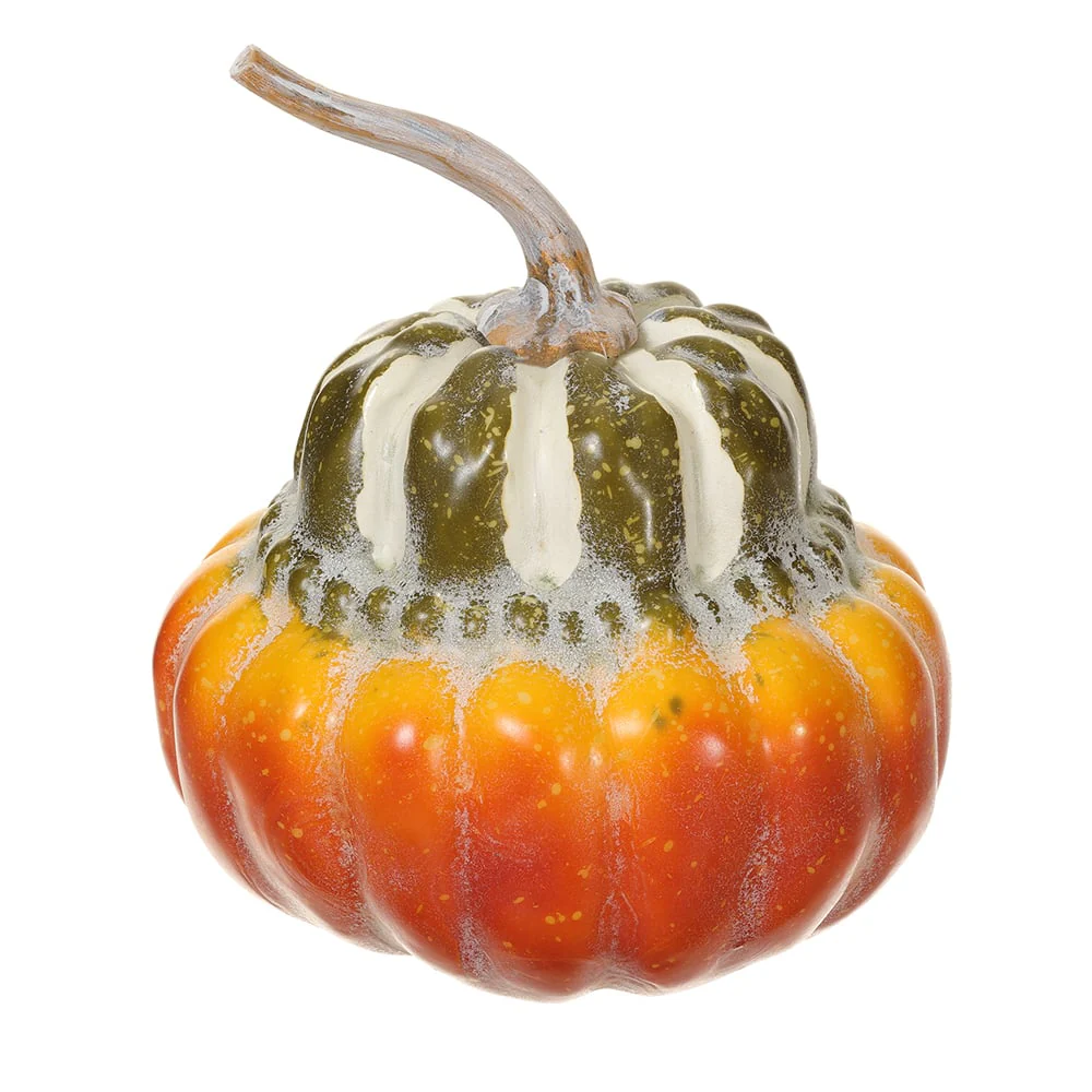 8.5"Hx6.5"W Artificial Acorn Squash -Green/Orange (Pack of 6)