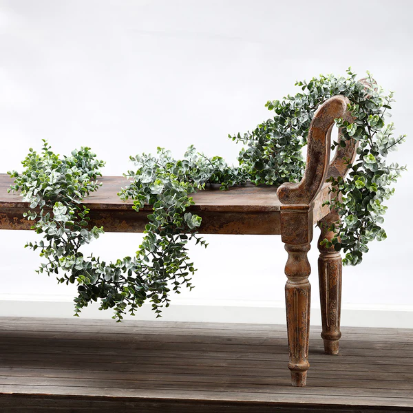 8' Artificial Eucalyptus Leaf Garland -Green (Pack of 4) - Image 2
