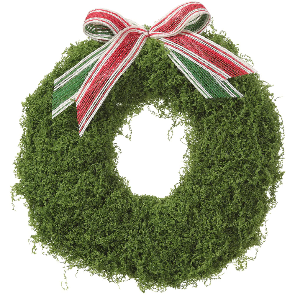 8" Artificial Moss Wreath -Green