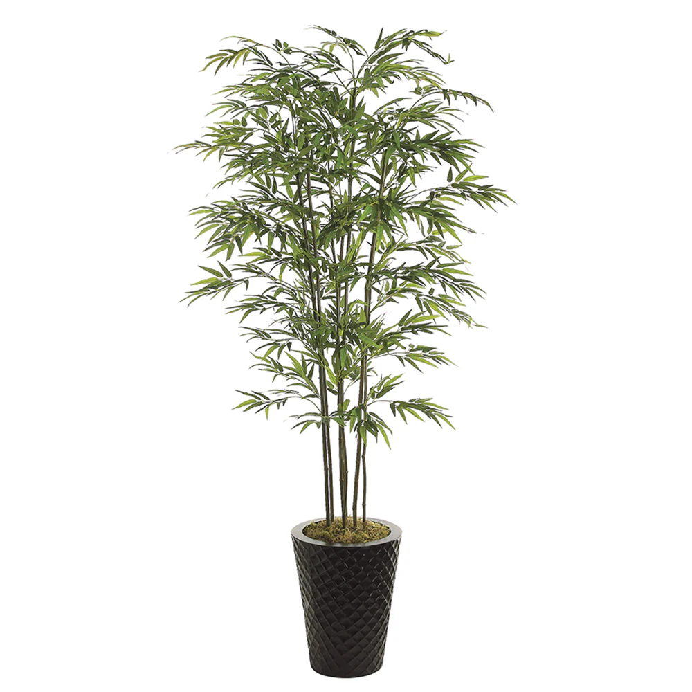 8' Bamboo Silk Tree w/Metal Container -Green