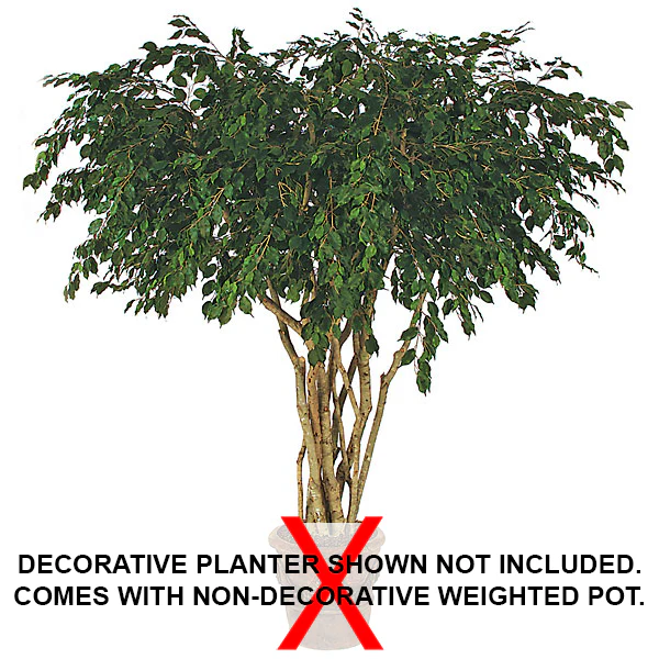 8' Custom-Made Ficus Artificial Tree w/Pot -5,472 Leaves -Green