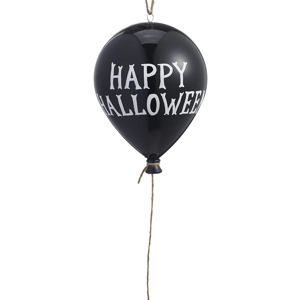 8" Happy Halloween Balloon -Black/White (Pack of 6)