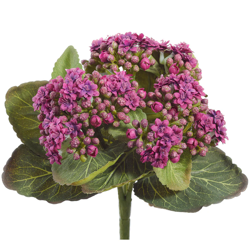 8" Kalanchoe Silk Flower Bush -Purple (Pack of 24)