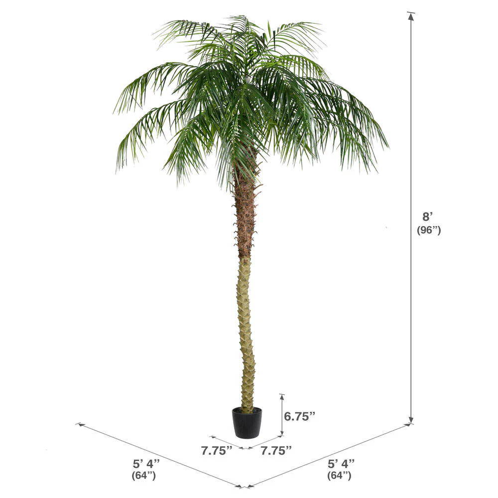 8' Phoenix Silk Palm Tree w/Pot -Green - Image 3