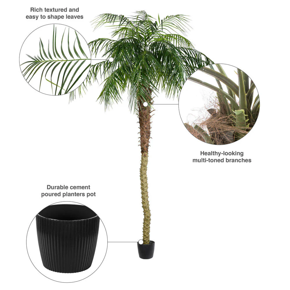 8' Phoenix Silk Palm Tree w/Pot -Green - Image 8