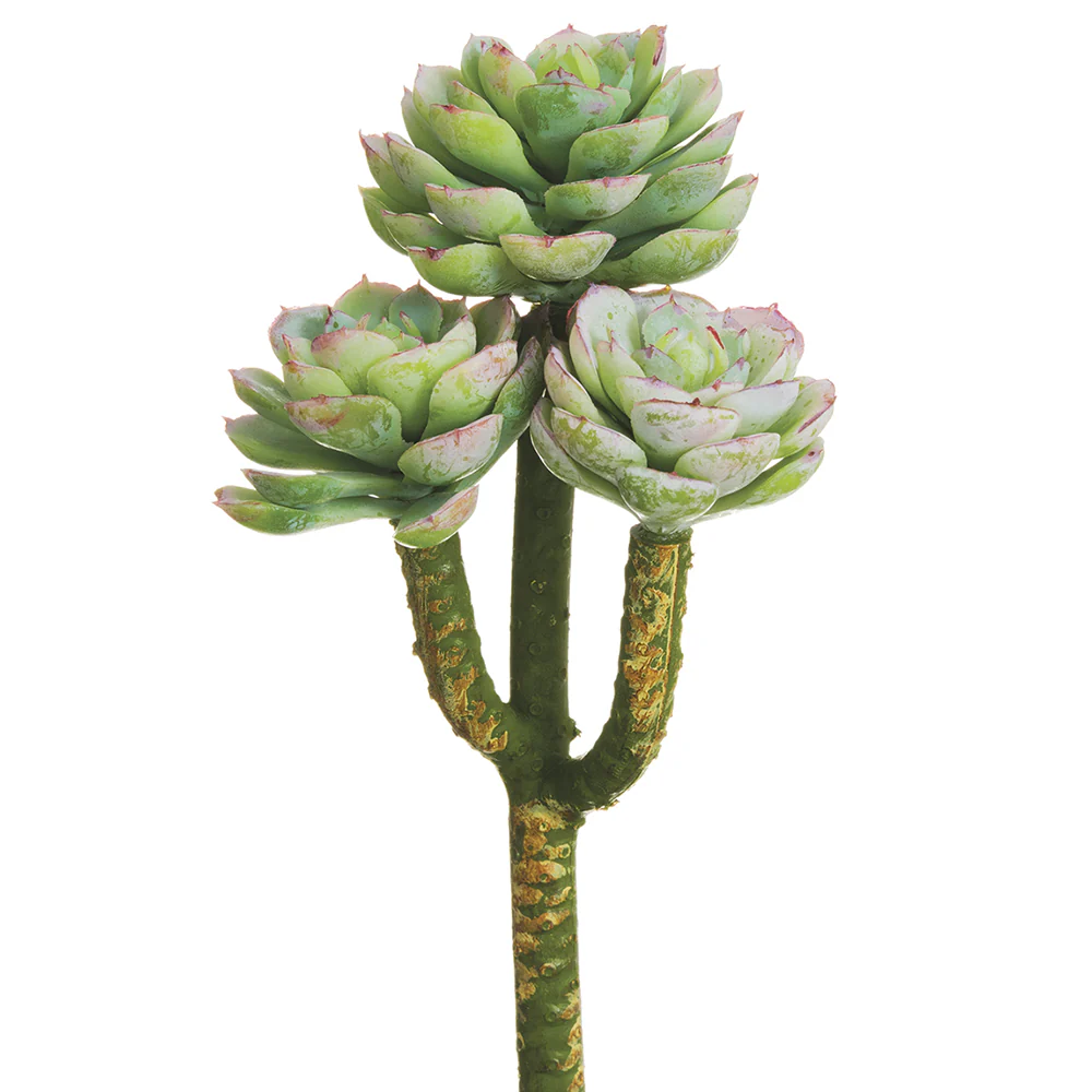 8" Real Touch Artificial Hen And Chick Stem Pick -Green/Gray (Pack of 12)