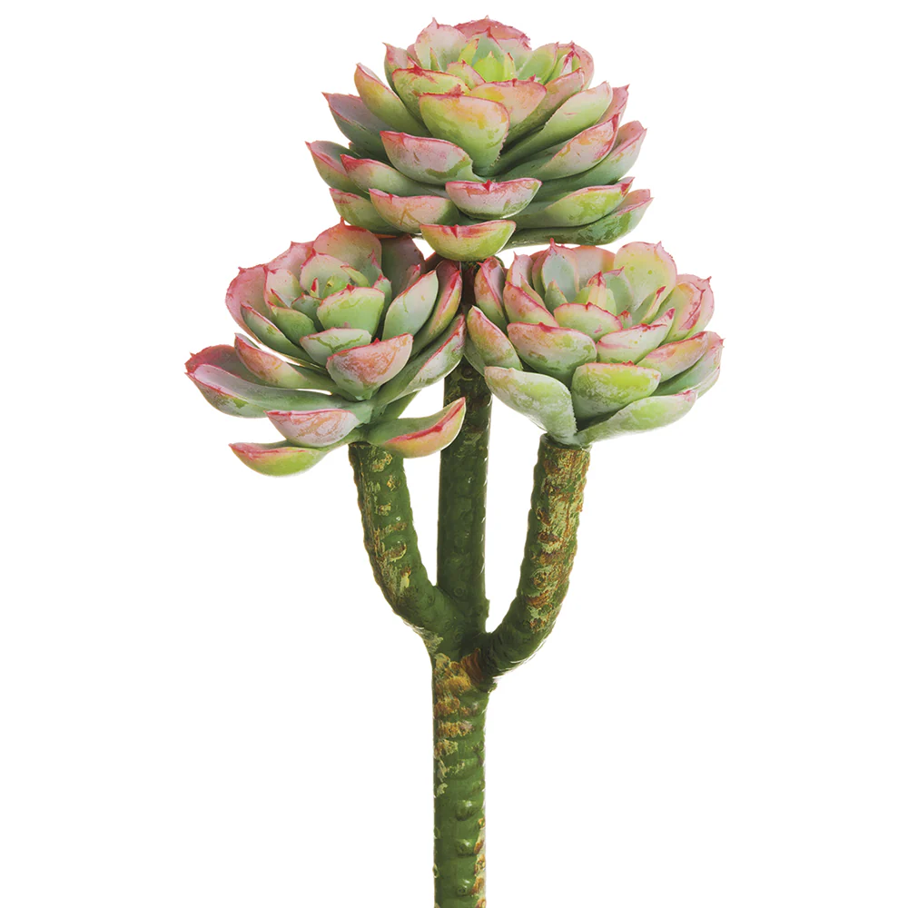 8" Real Touch Artificial Hen And Chick Stem Pick -Green/Mauve (Pack of 12)