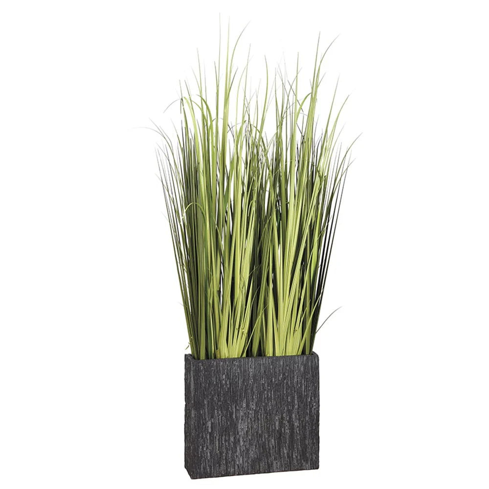 8' Reed Grass Artificial Plant w/Fiber Cement Container -Green