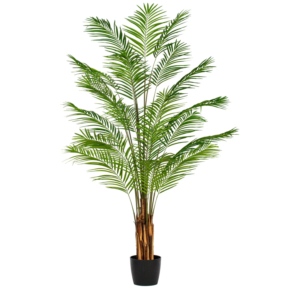 8' Silk Areca Palm Tree w/Plastic Pot -Green