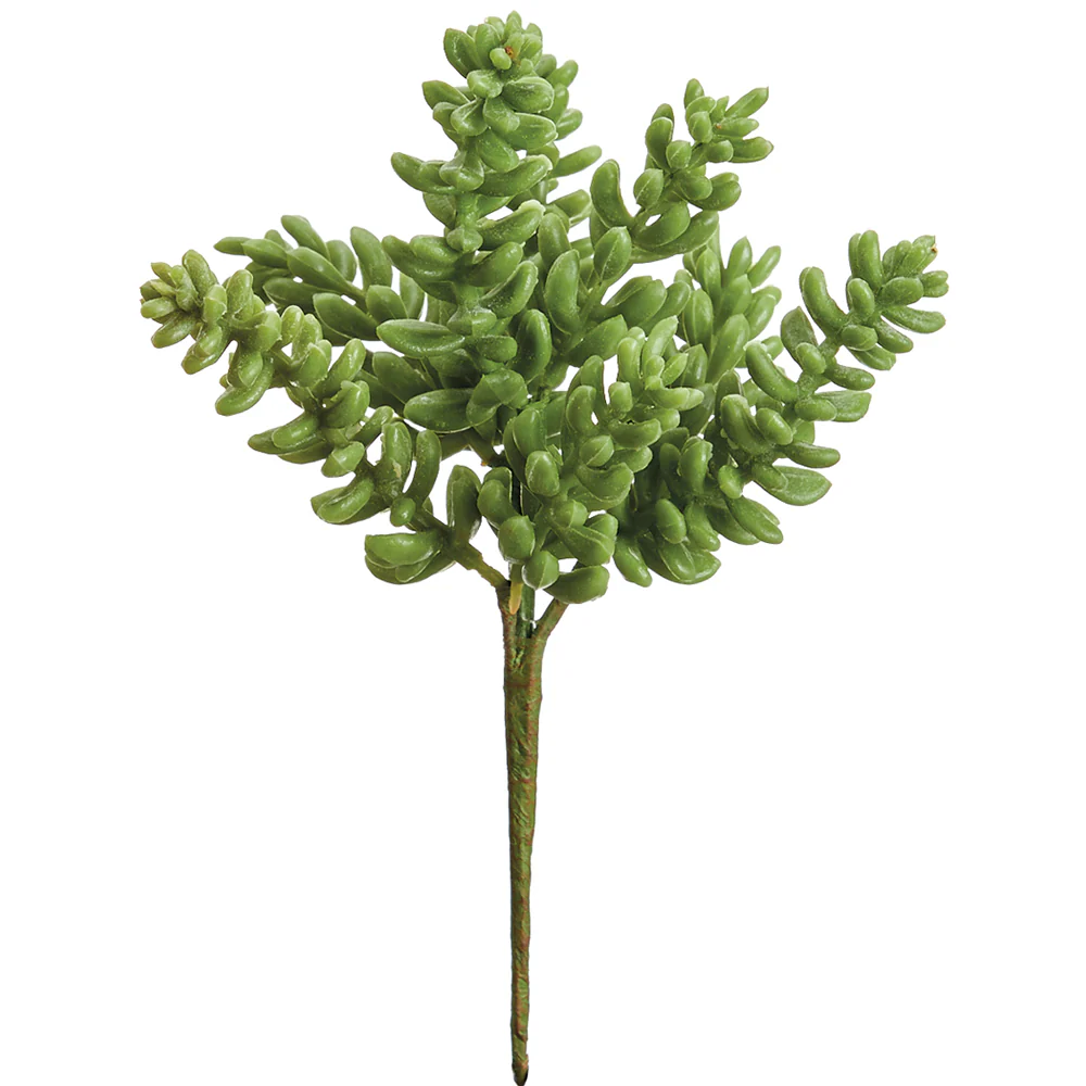 8" Soft-Touch Artificial Sedum Stem Pick -Green (Pack of 12)