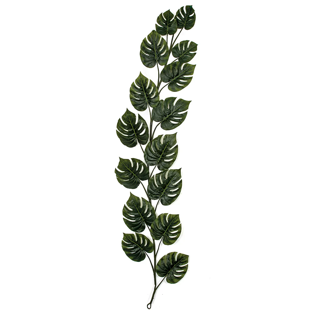 8' Soft-Touch Split Philodendron Monstera Leaf Silk Garland -2 Tone Green (Pack of 2)