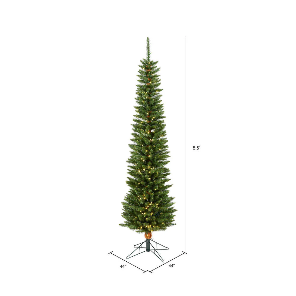 8'6"Hx28"W Pole Durham Pine Artificial Christmas Tree, LED Pre-Lit -Green - Image 3