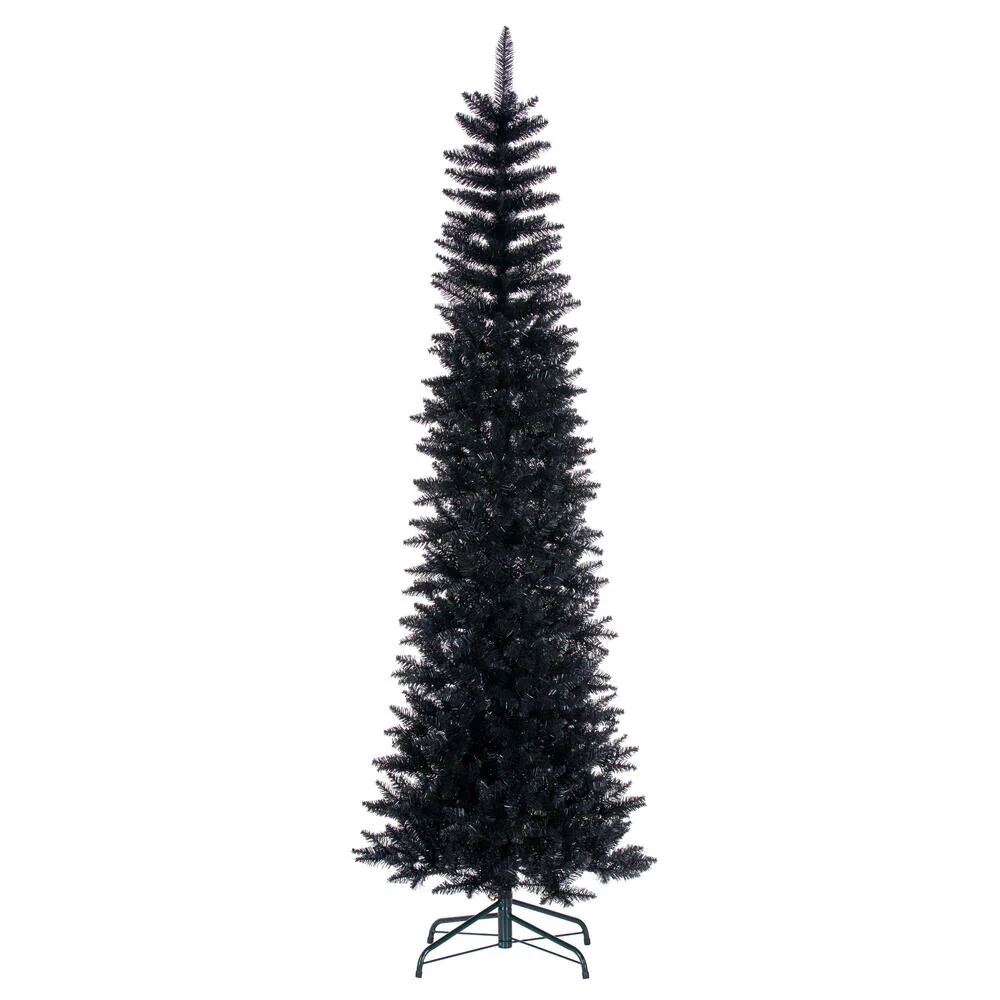 8'6"Hx38"W Pencil Artificial Christmas Tree, Unlit -Black