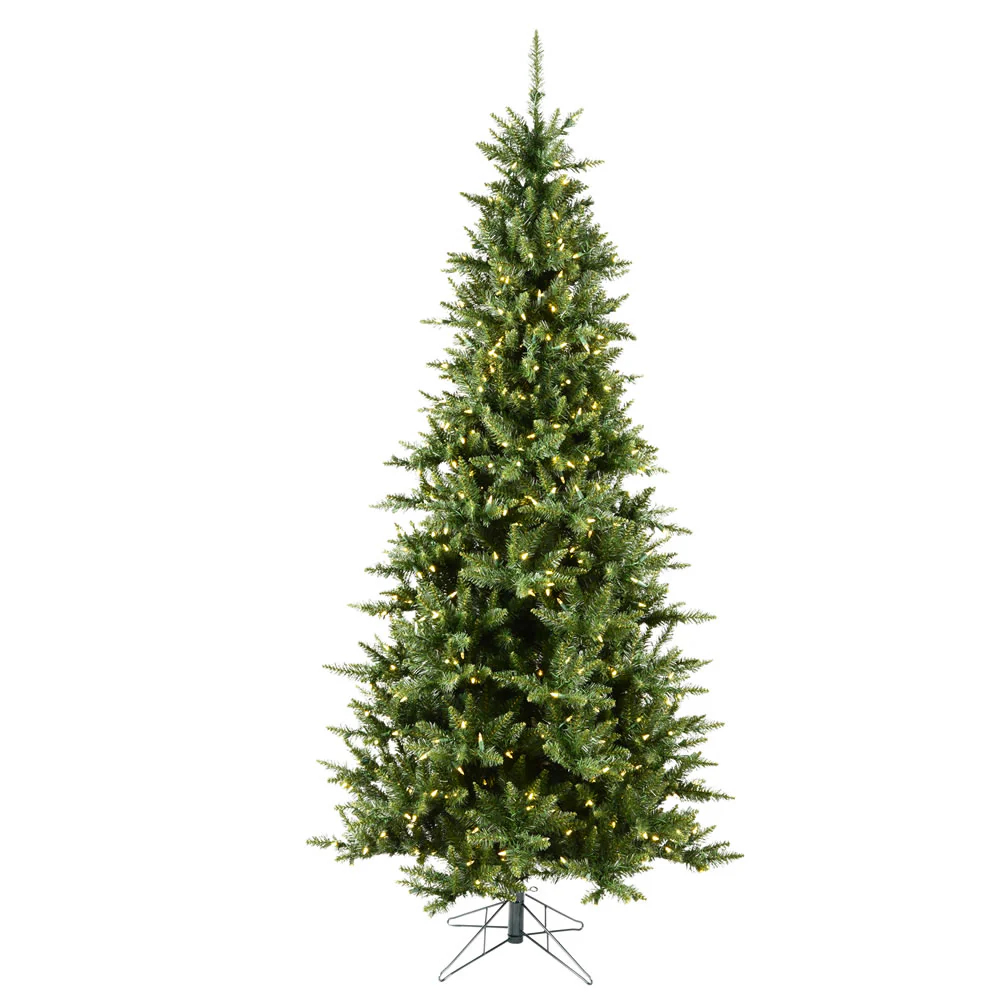 8'6"Hx50"W Slim Camdon Fir Artificial Christmas Tree, LED Pre-Lit -Green