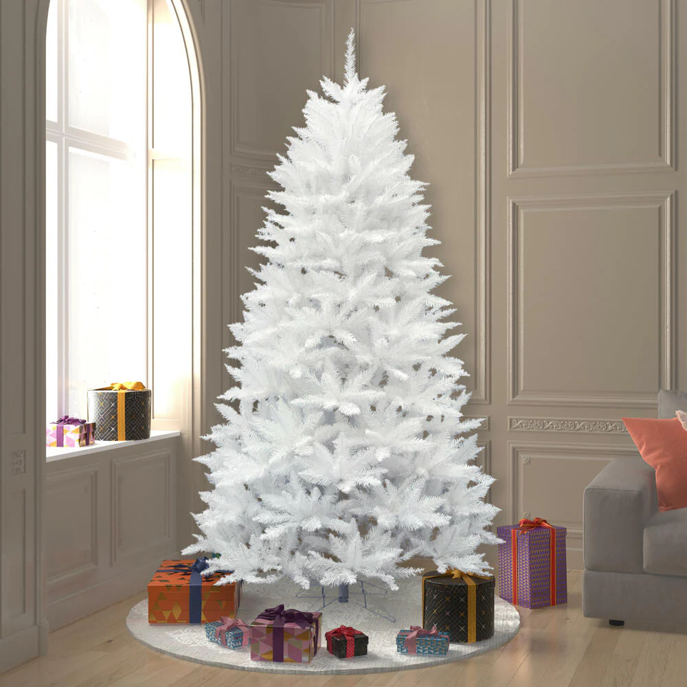 8'6"Hx58"W Sparkle White Spruce Artificial Christmas Tree, Unlit -White - Image 5