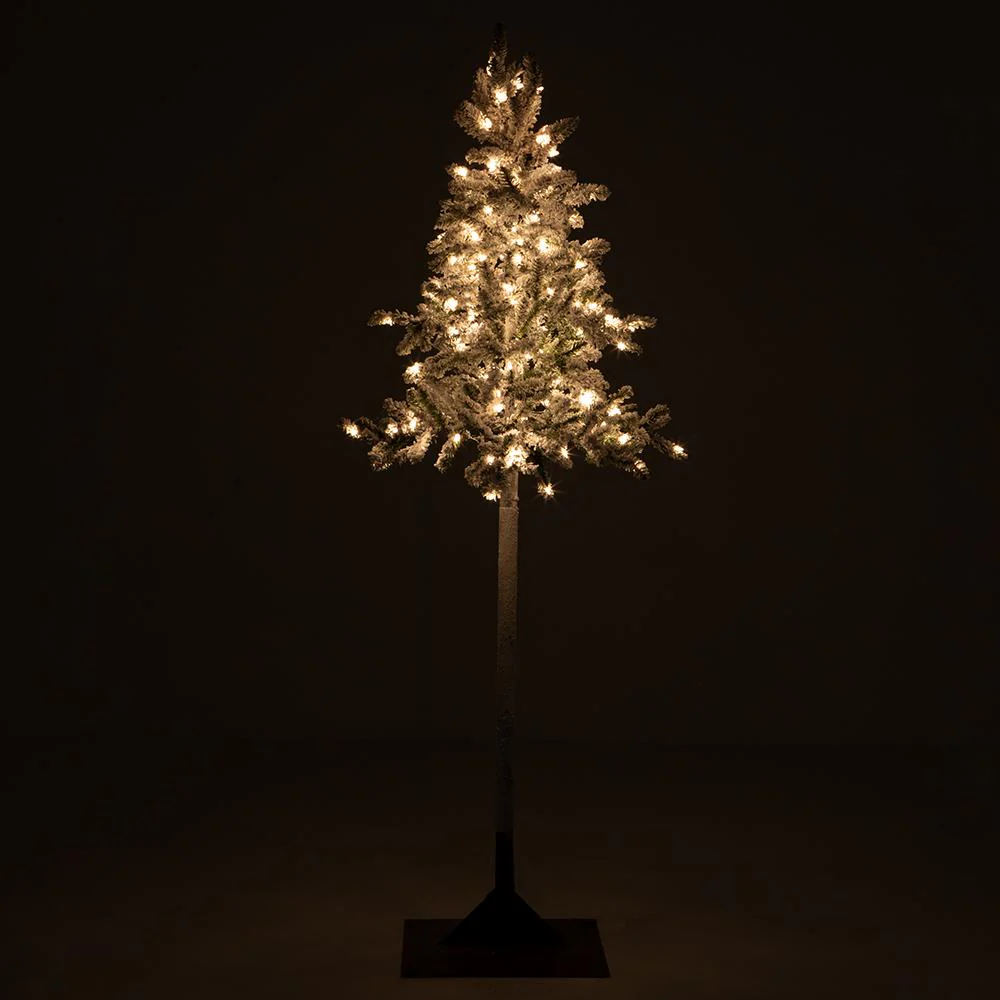 8'Hx41"W Flocked Pine Artificial Tree, Pre-Lit -Green - Image 2