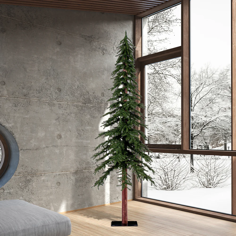 8'Hx50"W Natural Trunk Alpine Artificial Christmas Tree, Unlit -Green - Image 6
