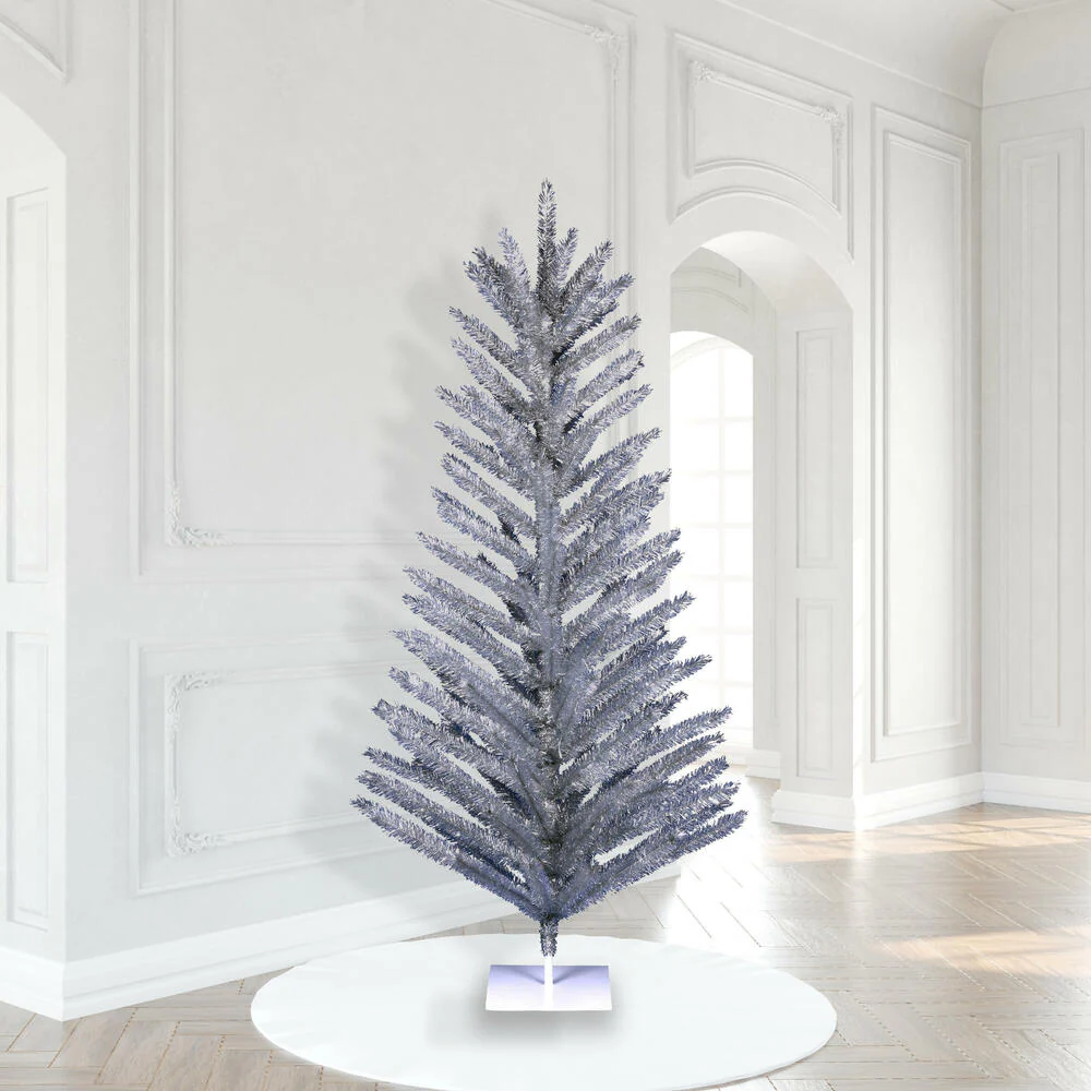 8'Hx51"W Vintage Aluminum Pine Artificial Christmas Tree, Unlit -Silver - Image 4