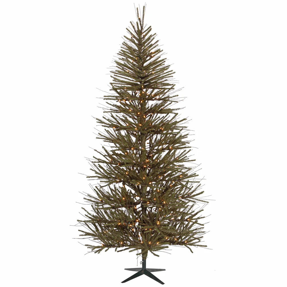 8'Hx52"W Vienna Twig Artificial Christmas Tree, LED Pre-Lit -Brown/Green