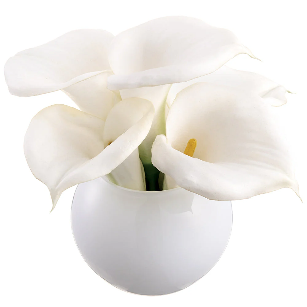 9.5" Calla Lily Silk Flower Arrangement w/Glass Vase -White (Pack of 4)