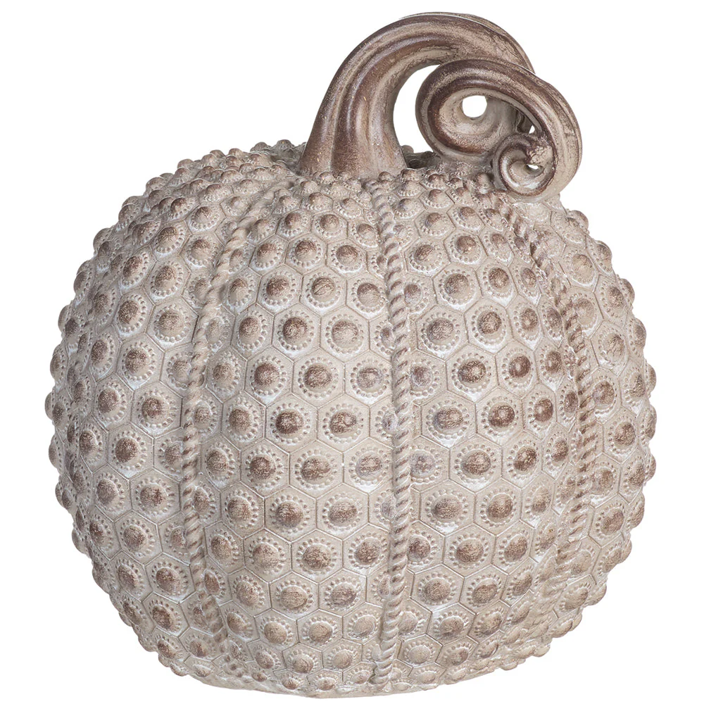 9.5"Hx8.5"W Artificial Resin Pumpkin -Beige/Brown (Pack of 2)