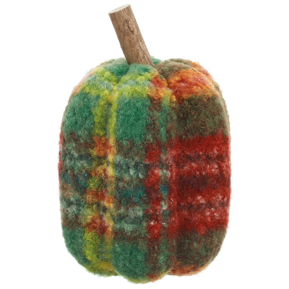 9.75"Hx6.25"W Plaid Artificial Pumpkin -Red/Green (Pack of 8)