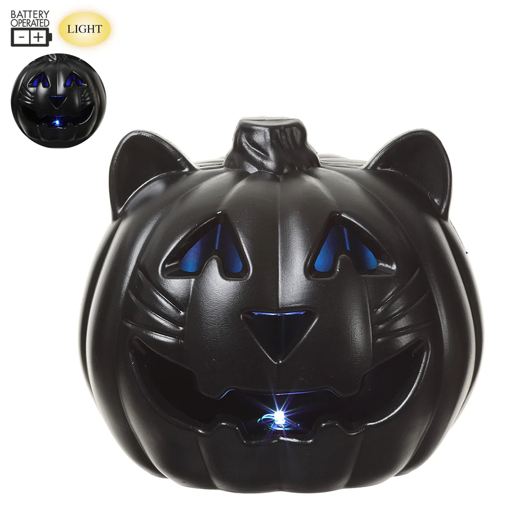 9" Battery Operated Halloween Cat With Light -Black (Pack of 6)