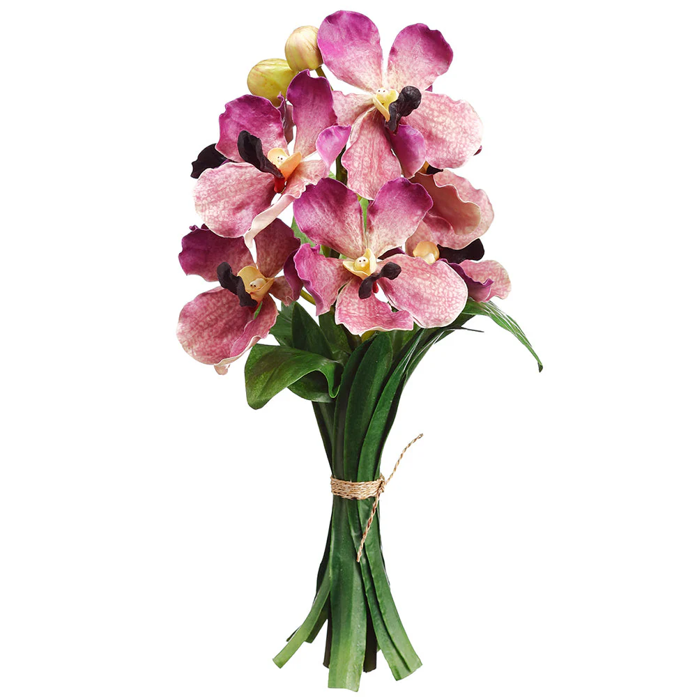 9" Hand-Wrapped Vanda Orchid Silk Flower Bouquet -Lavender (Pack of 2)