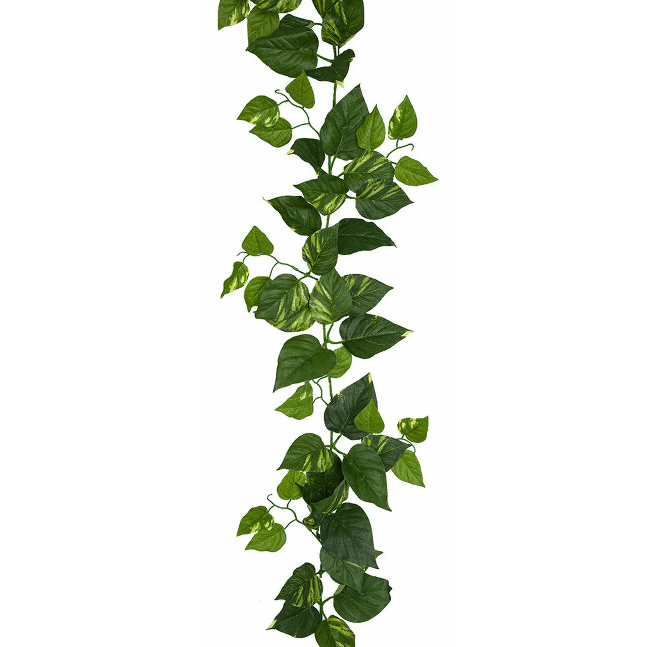 9' IFR Variegated Pothos Leaf Artificial Garland -Green/Cream (Pack of 6)