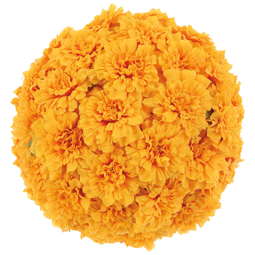 9" Marigold Flower Silk Kissing Ball -Yellow/Gold (Pack of 6)