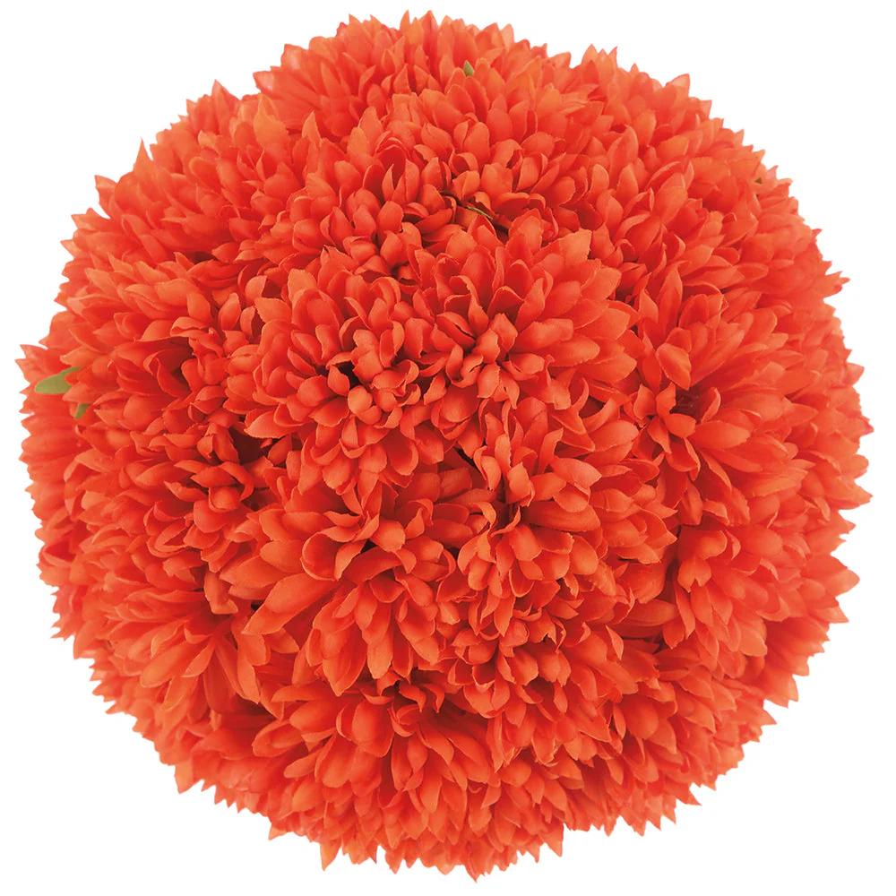 9" Mum Flower Silk Kissing Ball -Orange (Pack of 6)