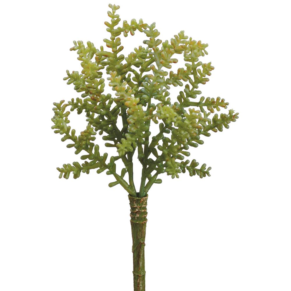 9" Sedum Artificial Stem Pick -Green (Pack of 12)