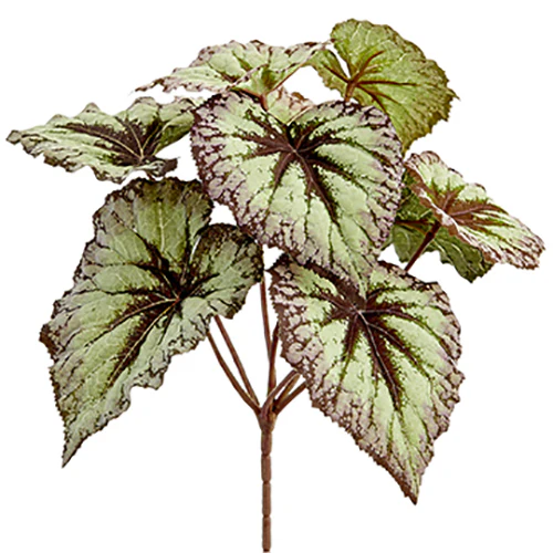9" Silk Begonia Plant -Green/Purple (Pack of 12)