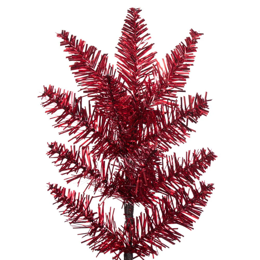 9'6"Hx42"W Tinsel Pencil Artificial Christmas Tree, Unlit -Red - Image 2