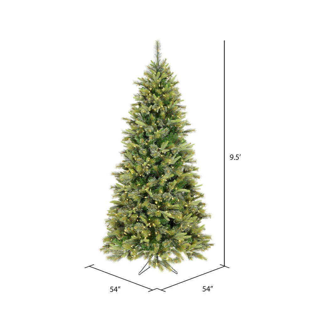9'6"Hx54"W PE Slim Cashmere Pine Artificial Christmas Tree, LED Pre-Lit -Green - Image 3