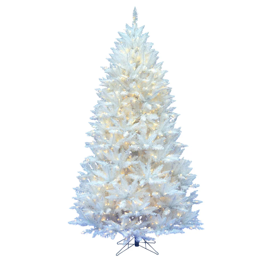 9'6"Hx64"W Sparkle White Spruce Artificial Christmas Tree, LED Pre-Lit -White