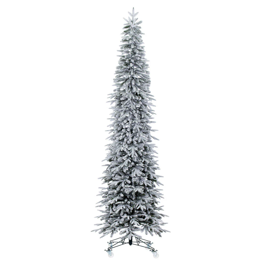 9'Hx34"W PE Frosted Tacoma Fraser Fir Artificial Christmas Tree, Unlit -White