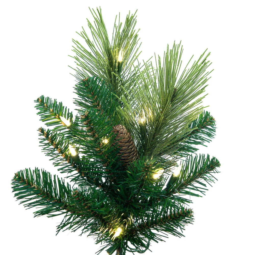 9'Hx36"W PE Slim Emerald Mixed Fir & Pinecone Artificial Christmas Tree, LED Pre-Lit -Green/Brown - Image 6