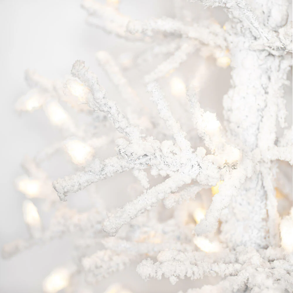 9'Hx37"W Flocked Kuna Pine Artificial Christmas Tree, LED Pre-Lit -White - Image 2