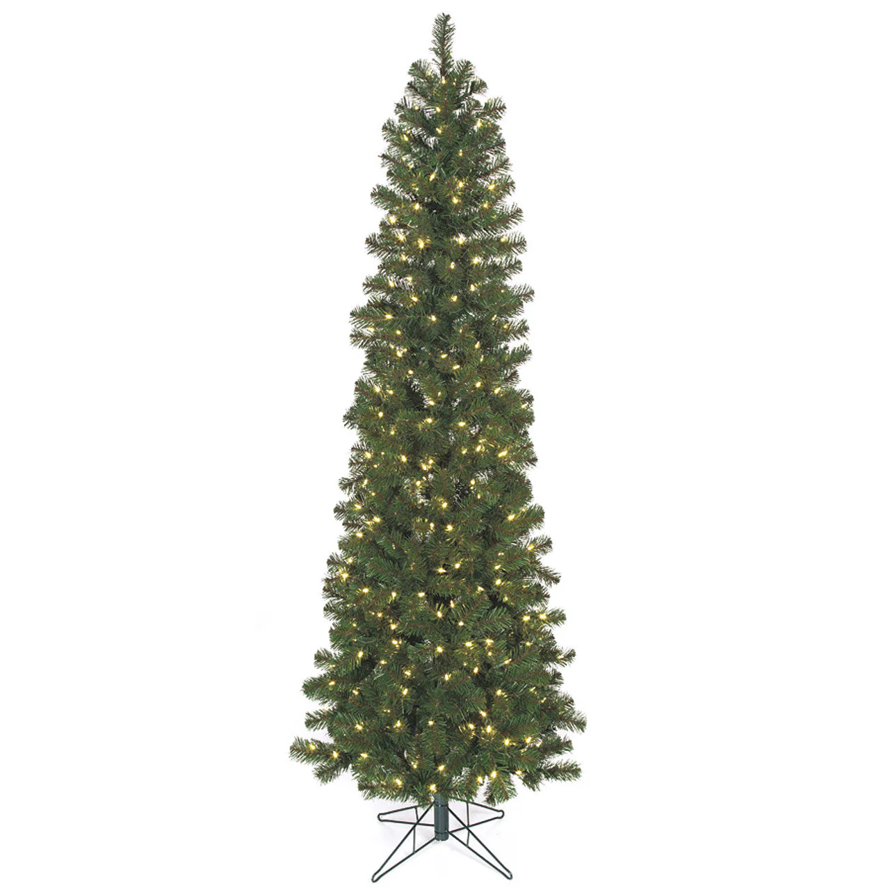 9'Hx42"W Virginia Pine Artificial Christmas Tree, LED Pre-Lit -Green