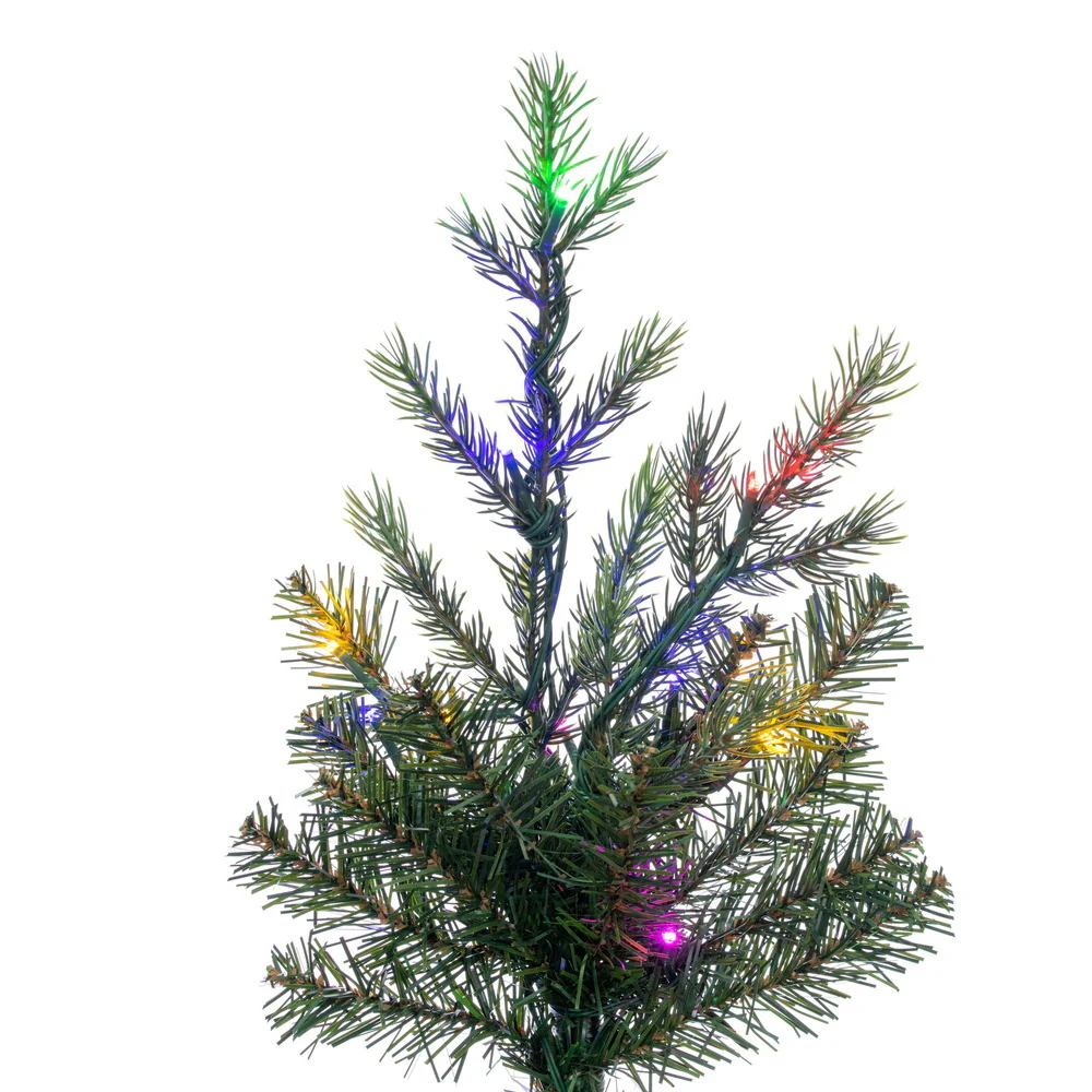 9'Hx43"W PE Pencil Moutauk Pine Artificial Christmas Tree, Micro LED Pre-Lit (Multi-Mode) -Green - Image 3