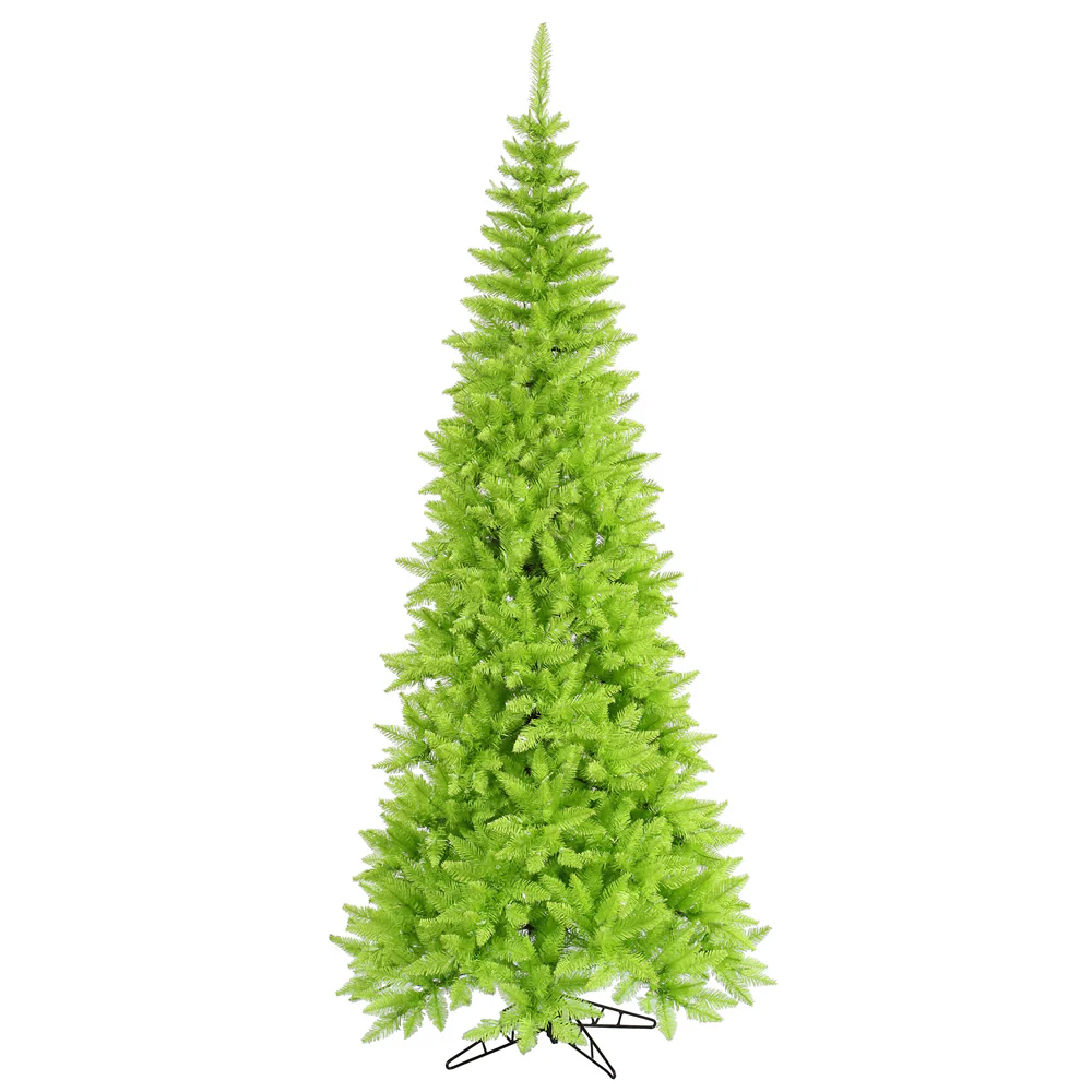 9'Hx46"W Slim Fir Artificial Christmas Tree, Unlit -Lime