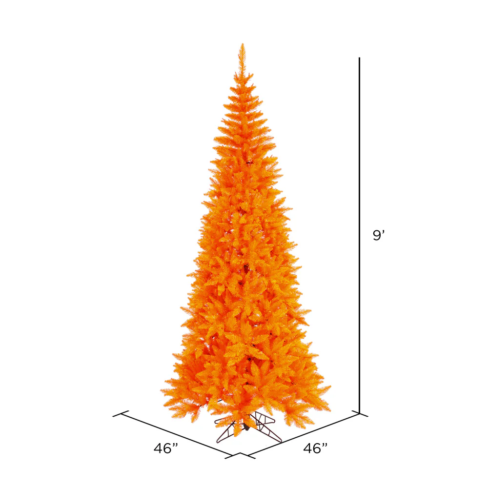 9'Hx46"W Slim Fir Artificial Christmas Tree, Unlit -Orange - Image 2