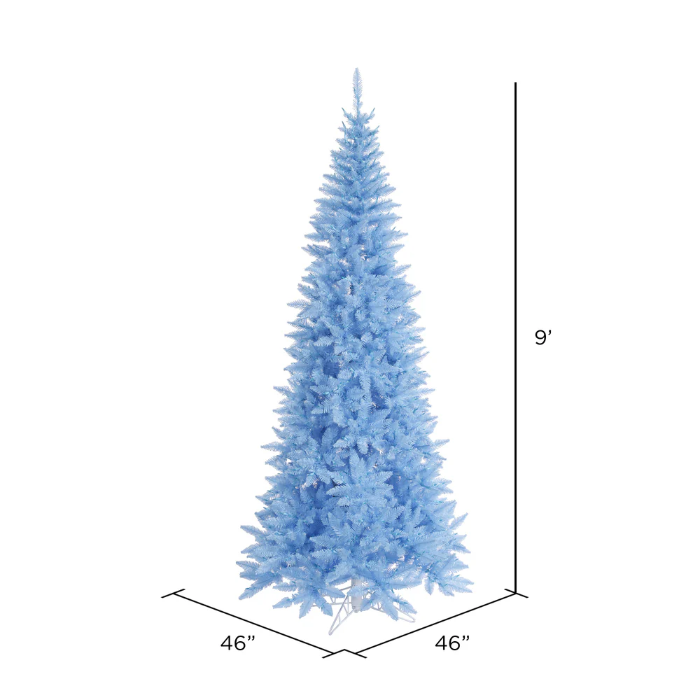 9'Hx46"W Slim Fir Artificial Christmas Tree, Unlit -Sky Blue - Image 2