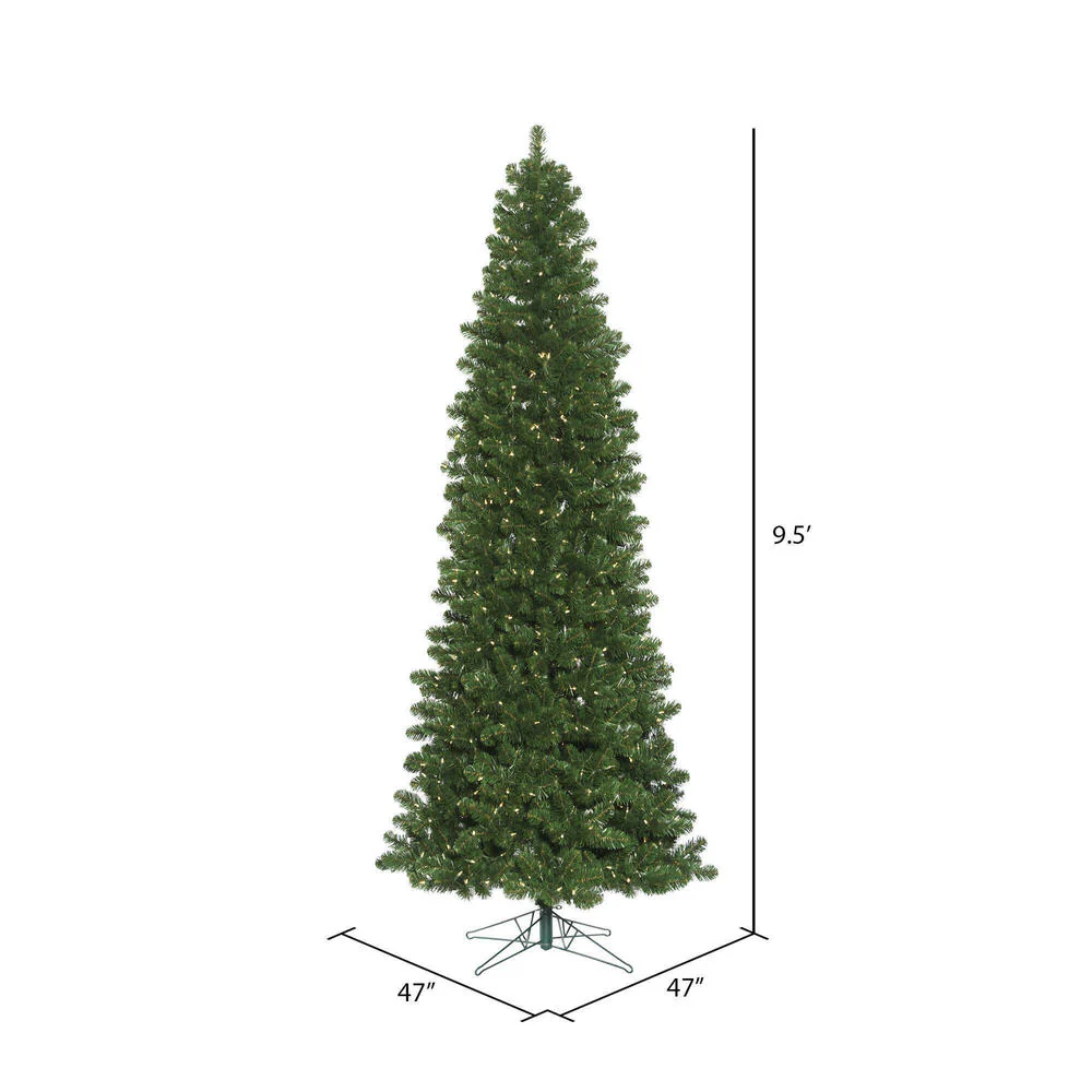 9'Hx47"W Slim Oregon Fir Artificial Christmas Tree, LED Pre-Lit -Green - Image 3
