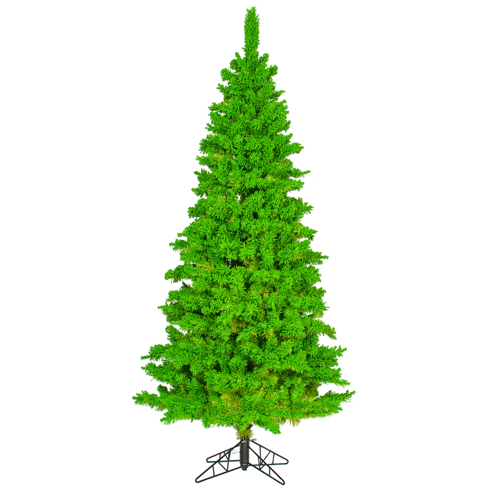 9'Hx48"W Flocked Slim Fir Artificial Christmas Tree, Unlit -Lime