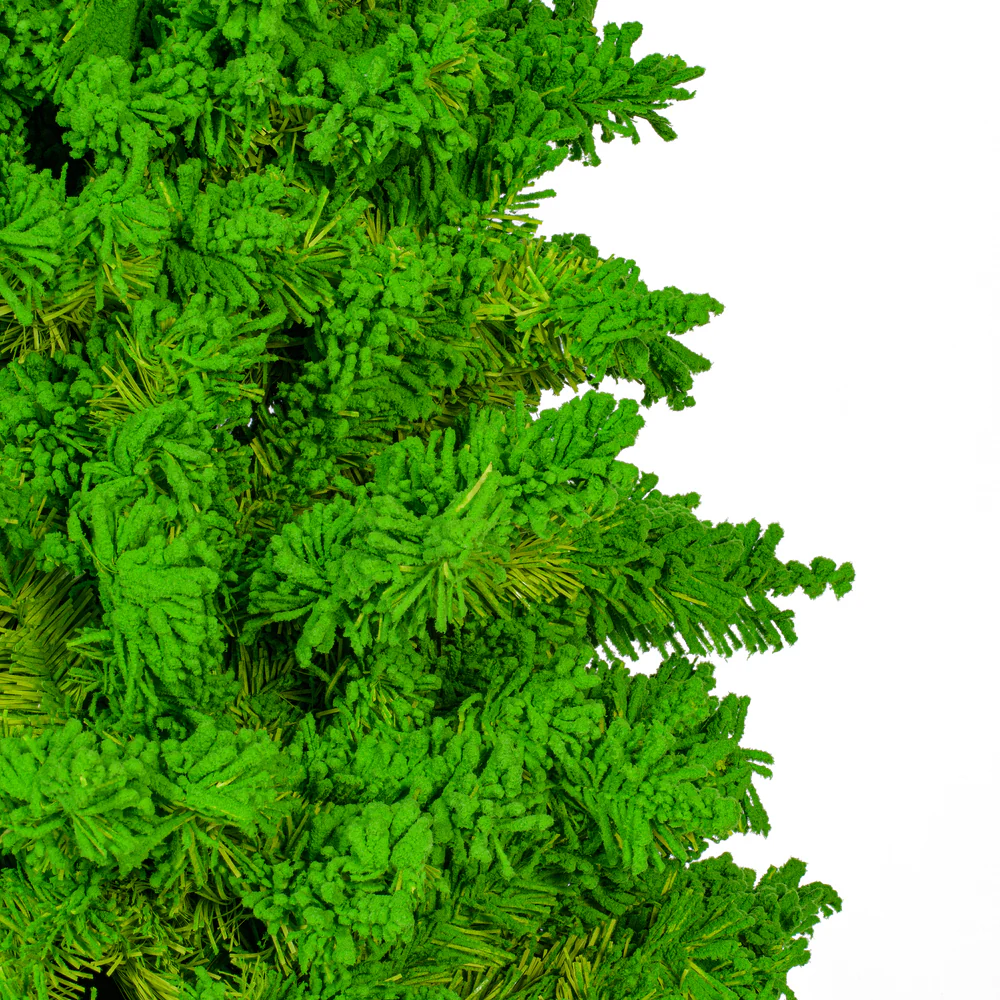 9'Hx48"W Flocked Slim Fir Artificial Christmas Tree, Unlit -Lime - Image 2