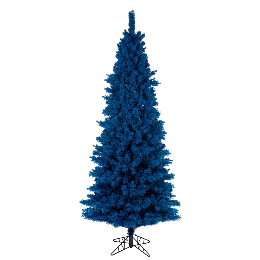 9'Hx48"W Flocked Slim Fir Artificial Christmas Tree, Unlit -Turquoise