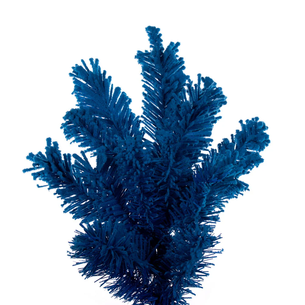 9'Hx48"W Flocked Slim Fir Artificial Christmas Tree, Unlit -Turquoise - Image 2