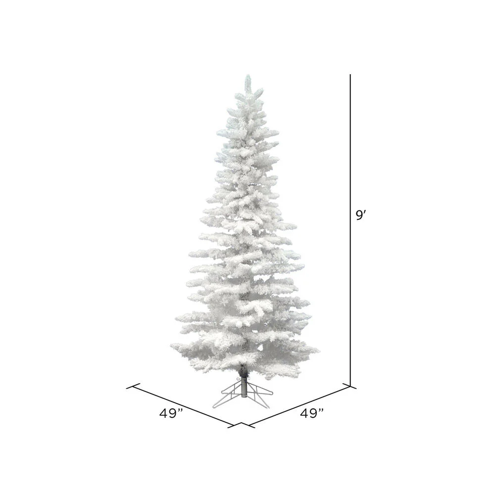 9'Hx49"W Flocked Slim White Spruce Artificial Christmas Tree, Unlit -White - Image 3